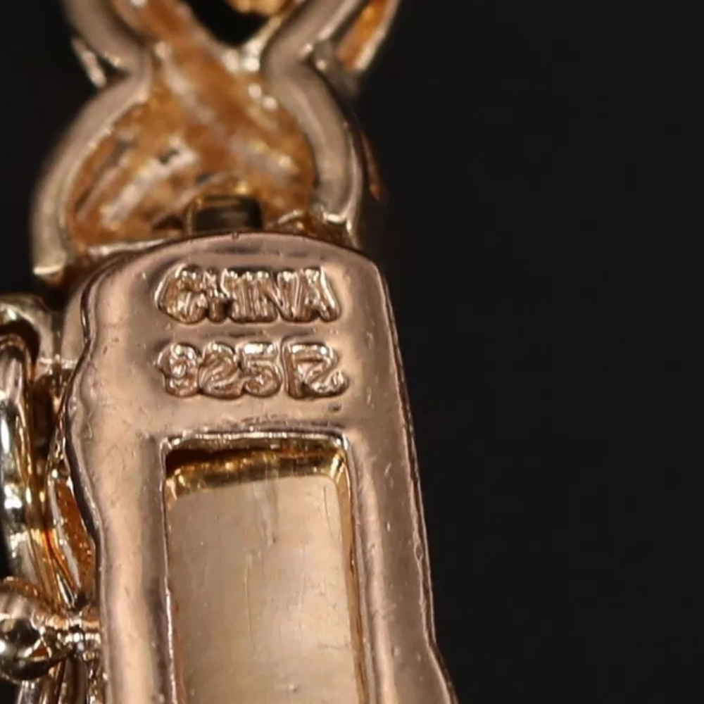 Sterling Silver 925 ROSS SIMONS 6mm Diamond XOXO 17.5" Gold Tennis Necklace 35g - Picture 12 of 12